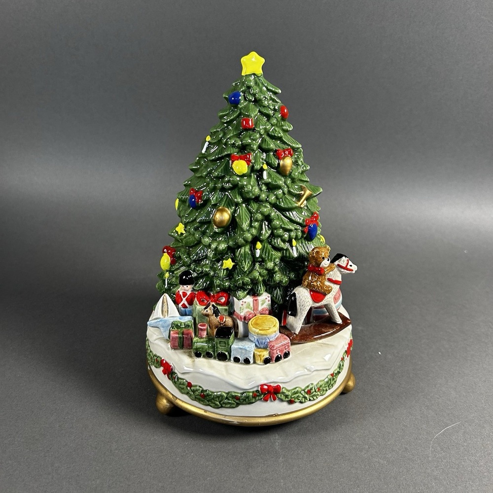 Vintage Otagiri Japan Gibson Greetings Christmas Tree Music Box O Tannenbaum